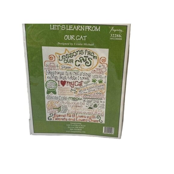 Imaginating Counted Cross Stitch Kit #3228 Let's Learn From Our Cat - Picture 2 of 3